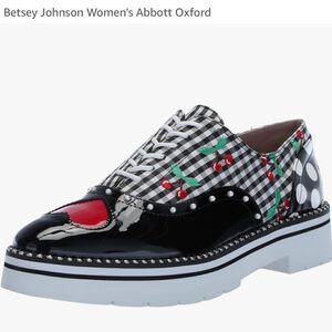 Betsey Johnson Abbot Black and Red oxfords with Gingham Pattern